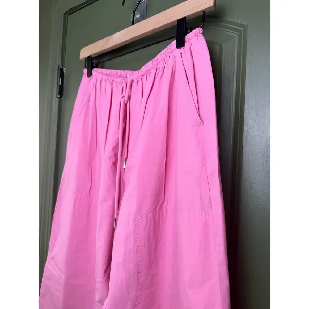 NWT Pistola Theo Drawstring Lightweight Poplin Pant Azalea Bubblegum Pink Small - Picture 2 of 4